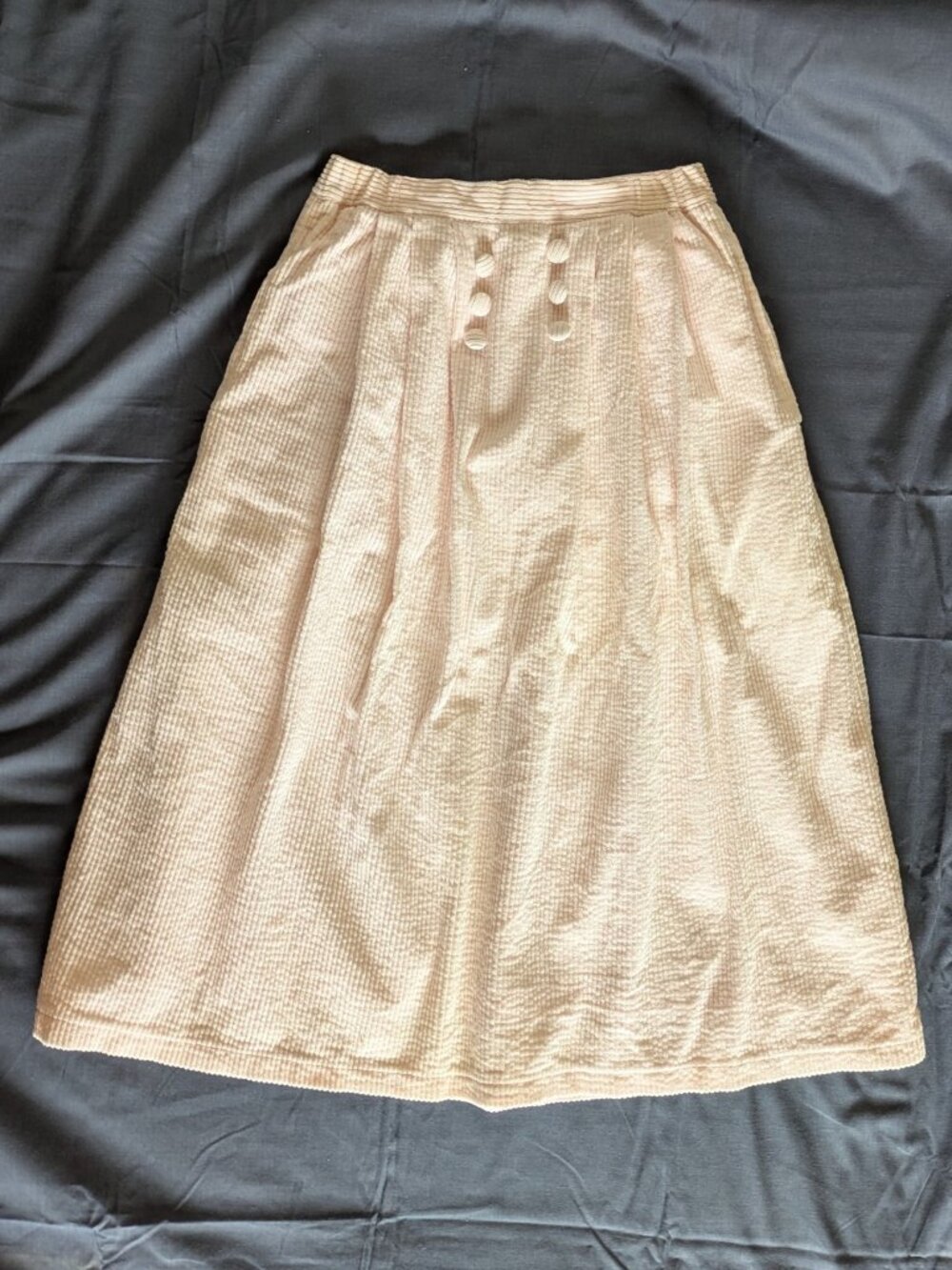 Pale Pink Fall / Winter Cotton Midi Skirt XS